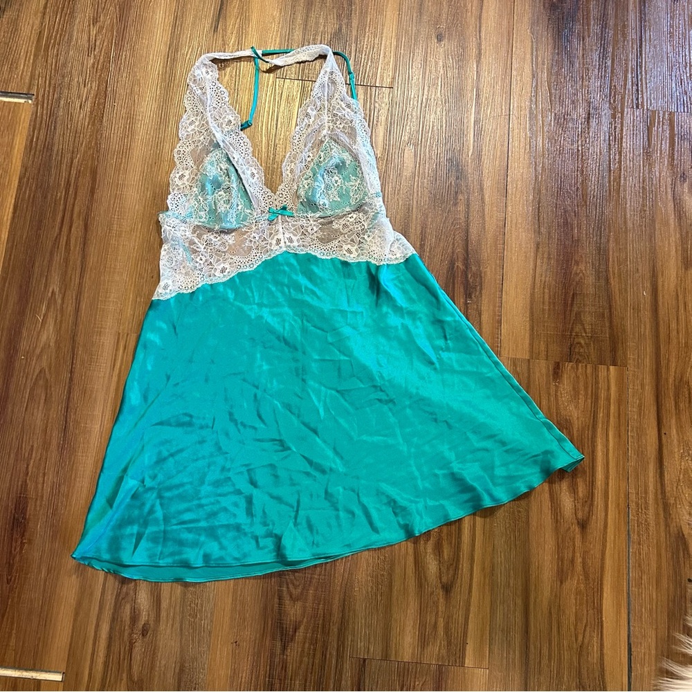 Victoria’s Secret Green Lace Slip Dress Size large
